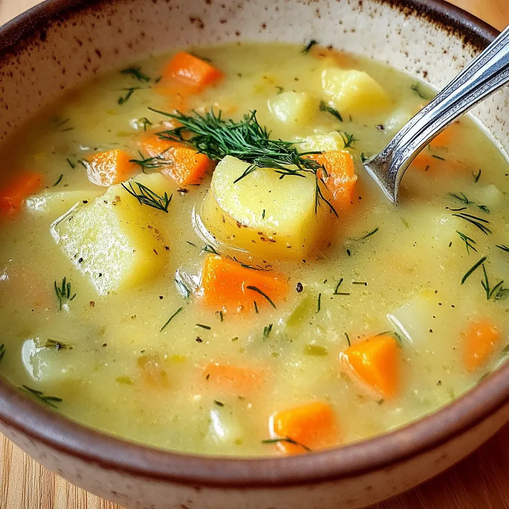 A bowl of soup with carrots and parsley.